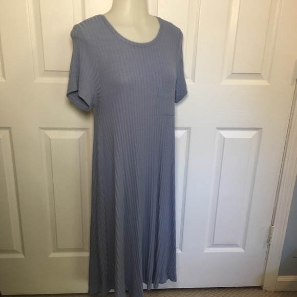 LuLaRoe Shirt Dress Solid Blue Carly Size Small - Picture 4 of 6